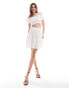 Style Cheat broderie smock top in white co-ord