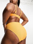 Simply Be high leg crinkle bikini bottom in yellow