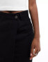 In The Style wrap denim mini skirt in black