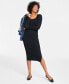 Фото #1 товара Women's Square-Neck Rib-Knit Midi Dress, Created for Macy's