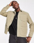 New Look 3 pocket cord overshirt in ecru