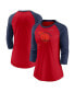 Women's Red, Navy Cleveland Guardians Next Up Tri-Blend Raglan 3/4-Sleeve T-shirt