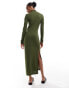 Фото #3 товара Vero Moda Tall rib jersey maxi dress in dark green