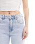 Stradivarius wide leg dad jean with rip in light wash blue