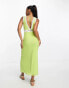 Bailey Rose 90s midi dress in lime with lace trim Зеленый, S - фото #1