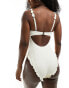 Фото #4 товара Miss Selfridge broderie corset detail tie front swimsuit in cream