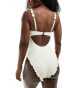 Фото #2 товара Miss Selfridge broderie corset detail tie front swimsuit in cream