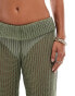 ONLY Petite flare beach trousers with folded waistband in light green