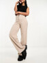 Bershka wide leg tailored trousers in Stone