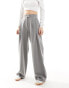 Фото #2 товара ASOS DESIGN tailored wide leg trouser with pleat detail in grey