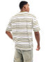 ASOS DESIGN oversized t-shirt in khaki stripe