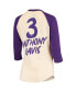 Women's Anthony Davis Cream Los Angeles Lakers Raglan 3/4 Sleeve T-shirt