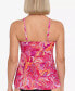 Swim Solutions Women's Printed Underwire Tankini Top Pink Cup D /us 14 306481