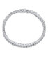 Фото #2 товара Jewelry Two Row Fashion Statement CZ Cubic Zirconia Wide Tennis Bracelet For Women Rhodium Plated Brass 7 Inches