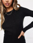 Pieces ribbed mini jumper dress in black