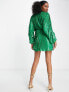 ASOS DESIGN embellishment mini dress in green with blouson sleeve