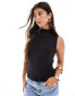 Фото #1 товара Pieces drape neck sleeveless top in black