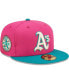 Фото #1 товара Men's Pink, Green Oakland Athletics Cooperstown Collection 1972 World Series Passion Forest 59FIFTY Fitted Hat