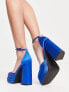 RAID Amira double platform heeled shoes in blue satin