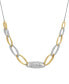 Diamond Chain Link Statement Necklace (1 ct. t.w.) in Sterling Silver & 14k Gold-Plate, 16" + 4" extender, Created for Macy's