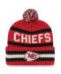 Фото #1 товара Men's Red Kansas City Chiefs Bering Cuffed Knit Hat with Pom