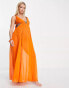 Фото #4 товара ASOS DESIGN Maternity plunge sheer maxi beach dress in with rope detail in orange