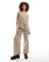 Фото #1 товара Reclaimed Vintage tunic top with cross over ties in linen look beige pinstripe co-ord