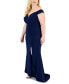 Фото #3 товара Juniors' Off-The-Shoulder Lace-Up Gown, Created for Macy's