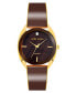 ფოტო #1 პროდუქტის Women's Three-Hand Quartz Brown and Gold-Tone Alloy Bangle Watch, 34mm