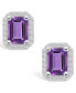 ფოტო #2 პროდუქტის Amethyst (3-1/5 ct. t.w.) and Diamond (3/8 ct. t.w.) Halo Stud Earrings in 14K White Gold