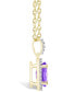 Фото #3 товара Macy's amethyst (1-1/5 ct. t.w.) and Created Sapphire (1/6 ct. t.w.) Halo Pendant Necklace in 10K Yellow Gold