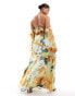 Фото #2 товара ASOS DESIGN Curve cami strap cold shoulder maxi dress with ruffles in abstract floral print