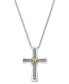 ფოტო #1 პროდუქტის Diamond Cross Pendant Necklace (1/10 ct. t.w.) in Sterling Silver and 14k Gold-Plate