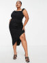 Фото #4 товара ASOS DESIGN Curve cowl neck corset midi pencil dress in black