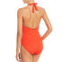 Lauren Ralph Lauren 260440 Women Solid Ruffle Halter One Piece Swimsuit Size 6