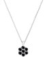 ფოტო #1 პროდუქტის Onyx Flower 18" Pendant Necklace in Sterling Silver