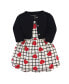 ფოტო #1 პროდუქტის Baby Girls Baby Organic Cotton Dress and Cardigan 2pc Set, Black Red Heart
