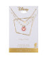 Фото #3 товара Disney 14k Gold Plated Mickey Mouse Pink Charm White Beaded and Link Chain Necklace Set, 2 Piece