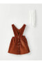 Фото #2 товара LCW baby V Yaka Basic Kız Bebek Kadife Salopet Elbise ve Külotlu Çorap 2'li Takım