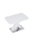 Modern Square Dining Table, Stretchable, White Table Top+MDF X-Shape Table Leg With Metal Base