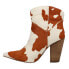 Фото #3 товара Dingo Mane Tamer Cow Print Snip Toe Cowboy Booties Womens Beige, Brown Casual Bo