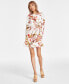 Juniors' Floral-Print Braided-Belt Long-Sleeve Dress