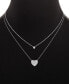 Cubic Zirconia Solitaire & Pavé Heart Layered Pendant Necklace in Sterling Silver, 16" + 2" extender, Created for Macy's