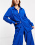 Esmee Exclusive beach textured shirt in cobalt blue