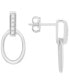 ფოტო #1 პროდუქტის Diamond Oval Doorknocker Drop Earrings (1/10 ct. t.w.) in Sterling Silver