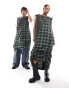 Reclaimed Vintage genderless dress with ruching detail in check