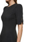 Фото #4 товара Women's Button-Detail Short-Sleeved Fit & Flare Dress