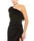 Фото #2 товара Women's Feather Trim One Shoulder Draped Dress