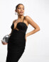 Фото #2 товара ASOS DESIGN bandeau u wire ruched midi dress in black