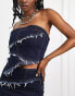 Фото #2 товара COLLUSION exposed seam denim bandeau top co-ord in blue